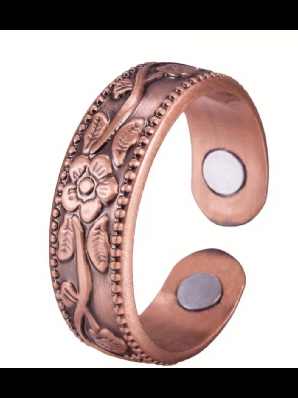 Floral Pattern Copper Band Ring - Picture 3 of 3